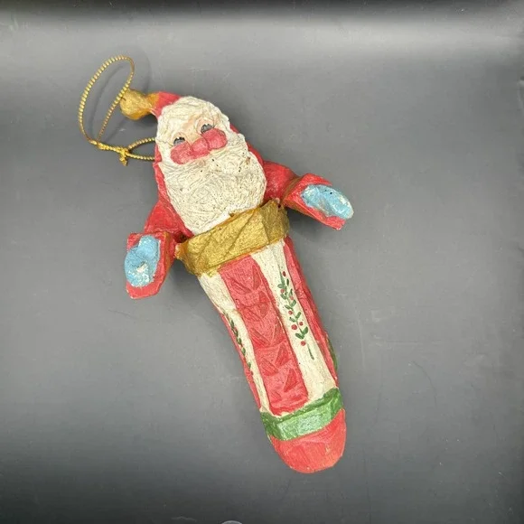 Vintage 7" Santa in Stocking House of Hatten HoH Christmas Ornament 1992 - Picture 1 of 5